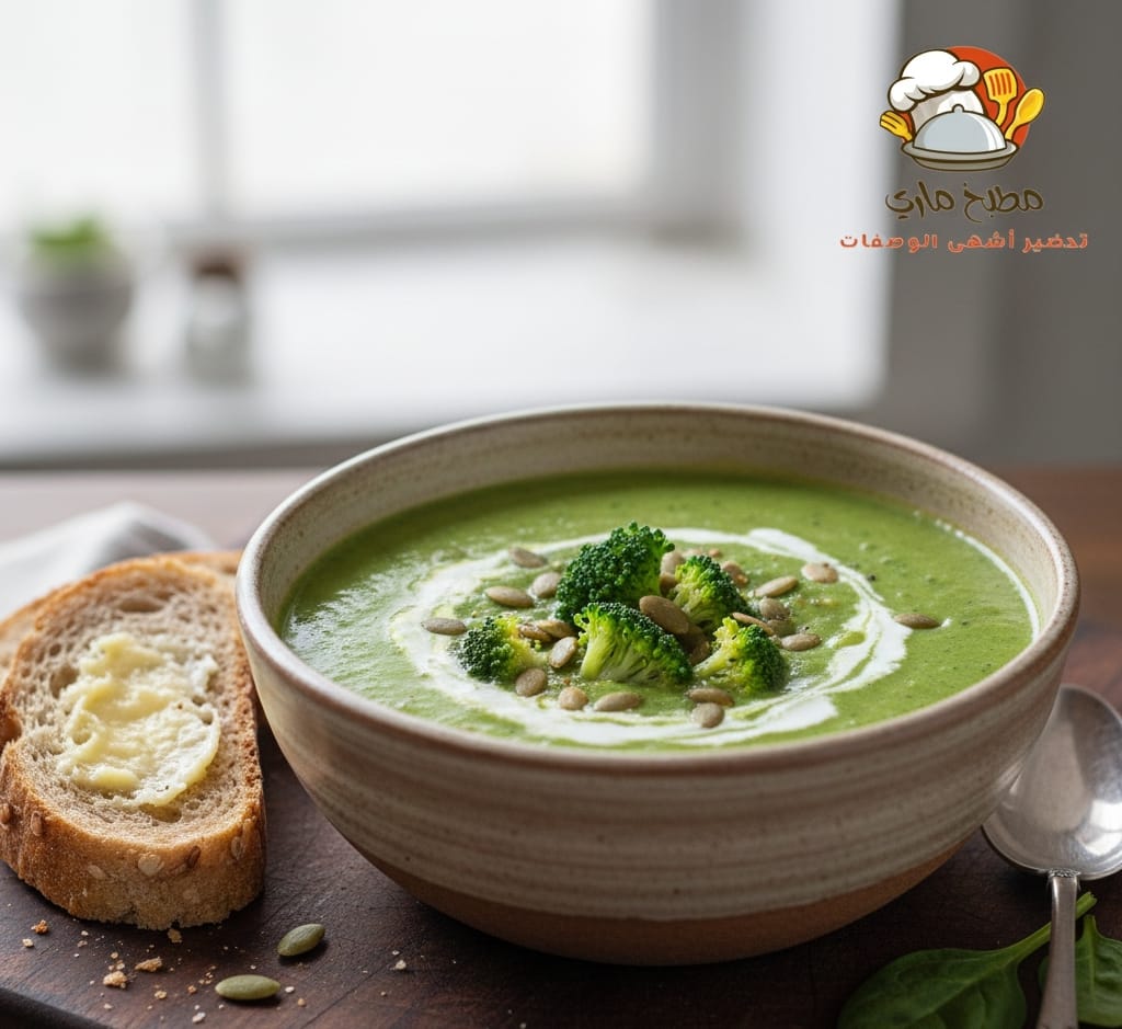 شوربة البروكلي والسبانخ بالكريمة من وصفات خضار جديدة 